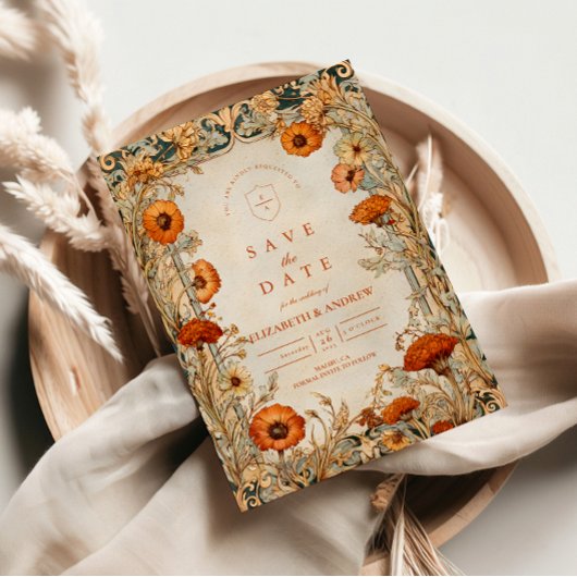 Save The Date Autumn Wildflower Botanical Wedding