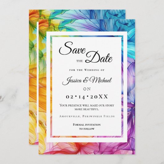 Save The Date Avec la photo Ethereal Bloom (Devant / Derrière)