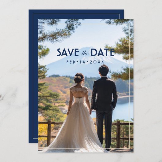 Save The Date Avec la photo Japonesque Harmonie avec Fuji (Devant / Derrière)