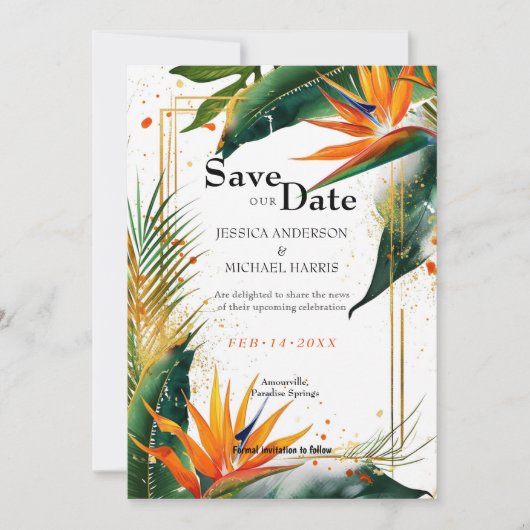 Save The Date Avec le code QR Birds of Paradise Bliss (Devant)