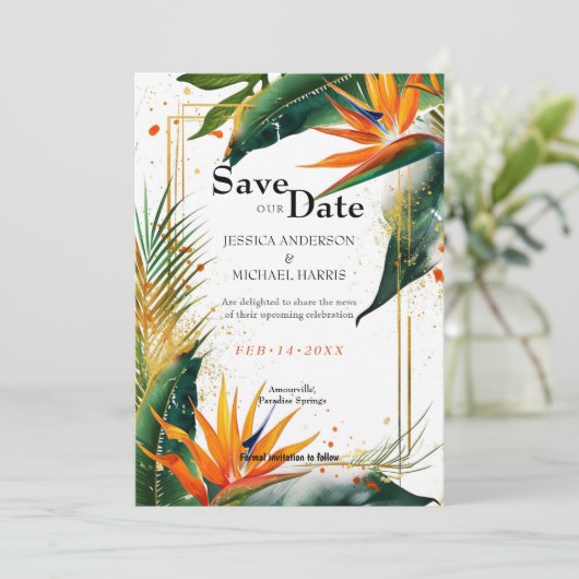 Save The Date Avec le code QR Birds of Paradise Bliss (Debout devant)