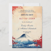 Save The Date Avec le code QR Harmonie japonaise avec Fuji (Devant)
