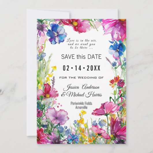 Save The Date Avec le code QR Meadow Blooms (Devant)