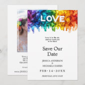 Save The Date 🌈 🐦 Avec photo LGBTQ Peint Avec mariage D'Amour (Devant / Derrière)
