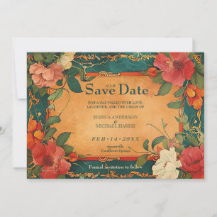 Save The Date 🌹 Avec Photo Rose Romance : Art Nouveau Splendor