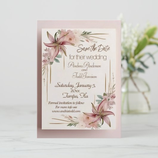 Save The Date Aztec Lilly mariage (Debout devant)