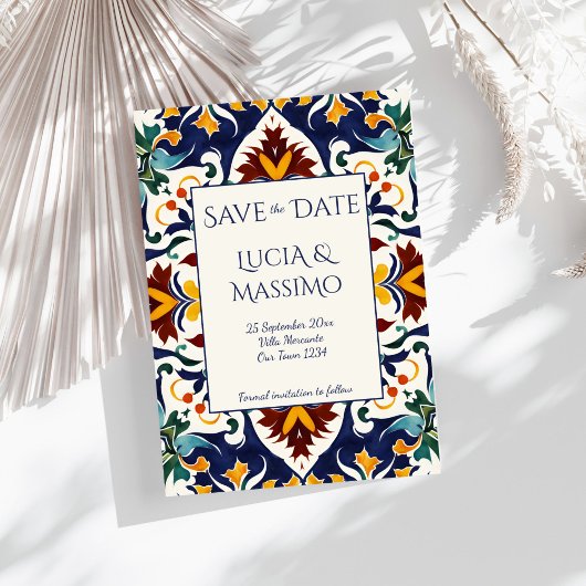 Save The Date Azulejo bleu portugais méditerranéen