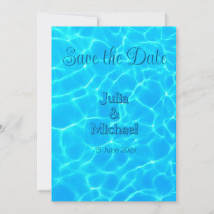 Save The Date Azur Turquoise Bleu Réflexion d'eau Minimalisme