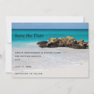 Save The Date Azure Ocean Sandy Beach Mariage photo