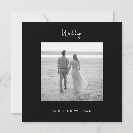 Save The Date B/W Damask Photo Wedding Enregistrer La Date (Dos)