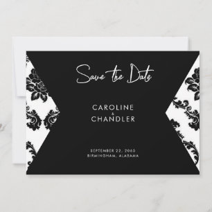 Save The Date B/W Damask Photo Wedding Enregistrer La Date