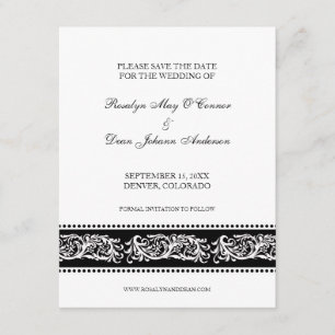 Save The Date B&W défiler mariage élégant enregistrer la date ca