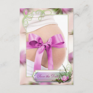 Save The Date Baby Bump & Pink Magnolia Enregistrer la date