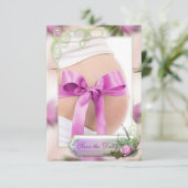 Save The Date Baby Bump & Pink Magnolia Enregistrer la date (Debout devant)