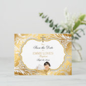 Save The Date Baby Girl Baptism Enregistrer Date Gold Cross (Debout devant)