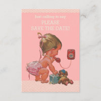 Baby Girl On Phone Baby shower Enregistrer La Date