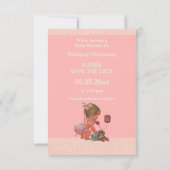 Save The Date Baby Girl On Phone Baby shower Enregistrer La Date (Dos)