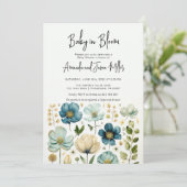 Save The Date Baby in Bloom Baby shower Blue Boy Flowers (Debout devant)