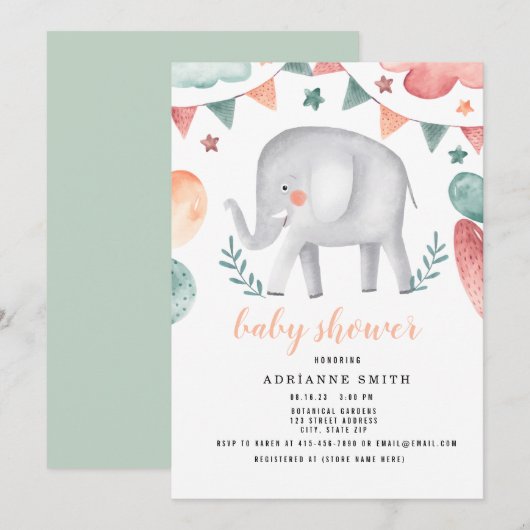 Save The Date Baby shower Aquarelle Animal (Devant / Derrière)