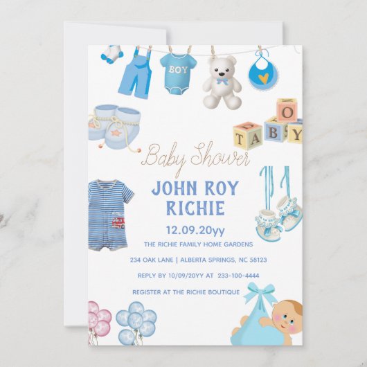 Save The Date Baby shower | Baby Boy Blue (Devant)