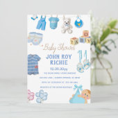 Save The Date Baby shower | Baby Boy Blue (Debout devant)