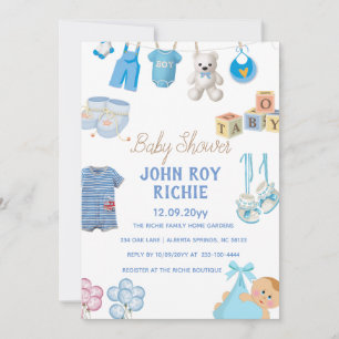 Save The Date Baby shower   Baby Boy Blue