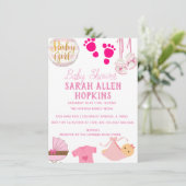Save The Date Baby shower | Baby Girl rose moderne (Debout devant)