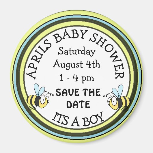 Save the Date Baby shower Bee Themamagnet Magneet (Voorkant)