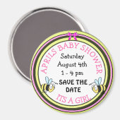 Save the Date Baby shower Bee Themamagnet Magneet (Voorkant / Achterkant)