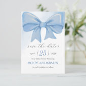 Save The Date Baby shower bleu à arc aquarelle (Debout devant)