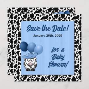 Save The Date Baby shower Blue Western