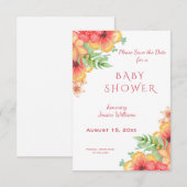 Save The Date Baby shower Chic Aquarelle de coin Fleurs (Devant / Derrière)
