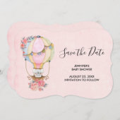 Save The Date Baby shower d'aquarelle à bulle d'air chaud (Devant / Derrière)
