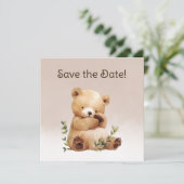 Save The Date Baby shower d'aquarelle Cutie Baby Bear (Debout devant)
