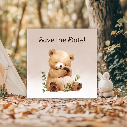 Save The Date Baby shower d'aquarelle Cutie Baby Bear