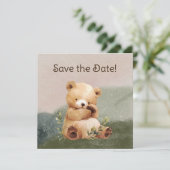 Save The Date Baby shower d'aquarelle Cutie Baby Bear (Debout devant)