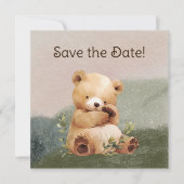 Save The Date Baby shower d'aquarelle Cutie Baby Bear (Devant)