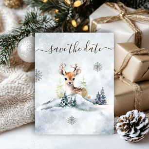 Save The Date Baby shower de cerfs de la forêt d'hiver