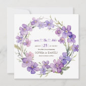 Save The Date Baby shower de fleurs de violet délicates au print (Devant)