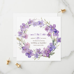 Save The Date Baby shower de fleurs de violet délicates au print
