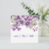 Save The Date Baby shower de fleurs violettes délicates été viol (Debout devant)