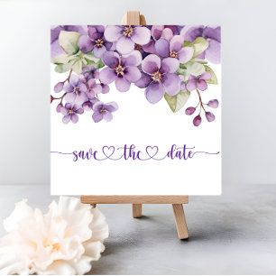 Save The Date Baby shower de fleurs violettes délicates été viol
