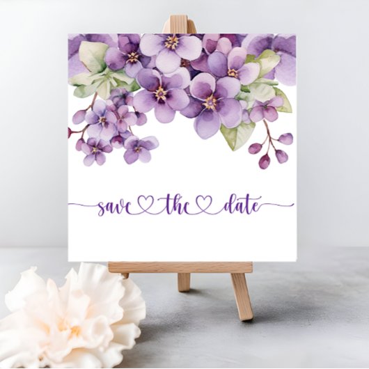 Save The Date Baby shower de fleurs violettes délicates été viol