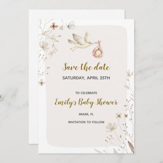 Save The Date Baby shower de stockage enregistrer la date (Devant / Derrière)