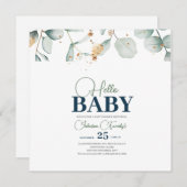 Save The Date Baby shower de verdure Invitation, fleur d'Eucalyp (Devant / Derrière)