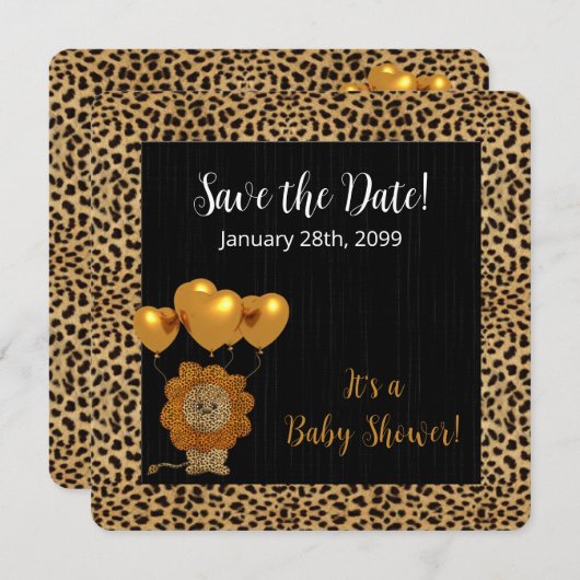 Save The Date Baby shower d'impression Cheetah (Devant / Derrière)