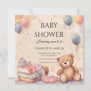 Save The Date Baby shower d'ours en peluche mignon