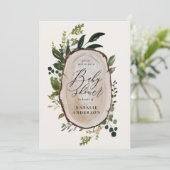 Save The Date Baby shower en tranches de bois rustique (Debout devant)