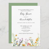 Save The Date Baby shower fleur sauvage Boho Spring (Devant / Derrière)