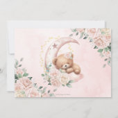 Save The Date Baby shower Floral Blush de l'ours couché mou (Dos)